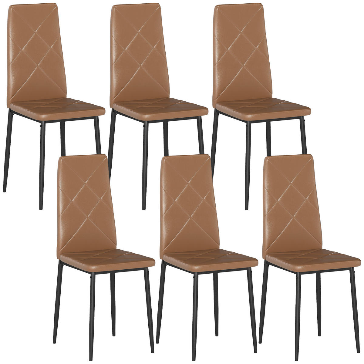STÜHLE Braun 6 Stück - Braun, Leder (41/97/50cm) - GiPP