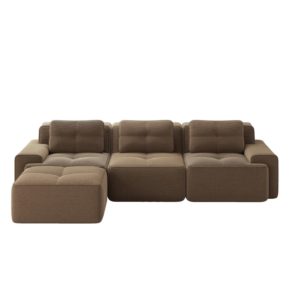 SOFA modular mit Ottoman Cord Brown 4-tlg. - Braun, Kunststoff (177/293cm) - Meubliv