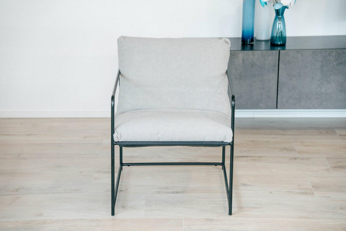 SESSEL 2er Set Stoff Grau 61x67h75 cm - Grau, Metall (61/75/67cm) - DMORA