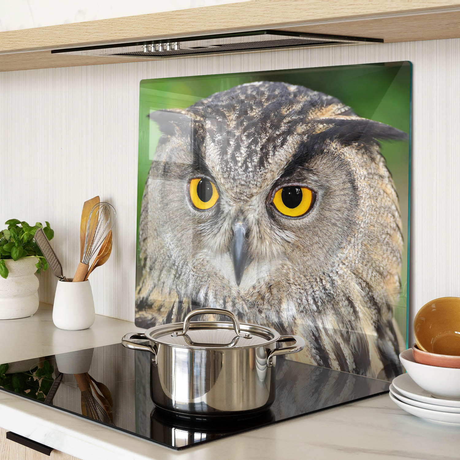 GLASPLATTE 60x52 cm Eule - Multicolor, Glas (60/0.4/52cm) - TULUP