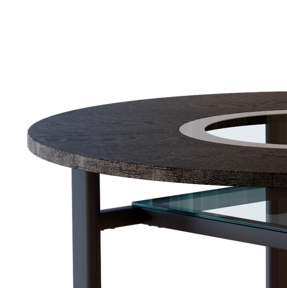 JÍDELNÍ stůl 100 cm s deskou z MDF a tvrzeným sklem, kovová stabilní konstrukce, Černá - černá, kompozitní dřevo (100/100/76cm) - Redom