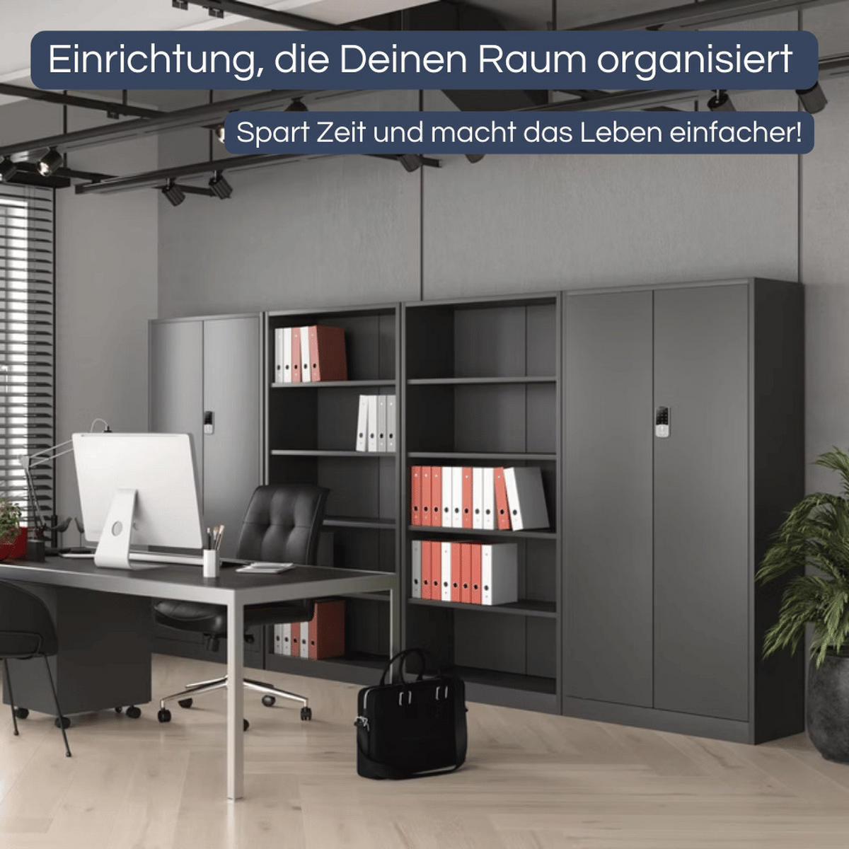 METALLSCHRANK abschließbar ODIS mit Zahlenschloss 185x90x40cm Anthrazit - Anthrazit, Metall (90/185/40cm) - DELUKE