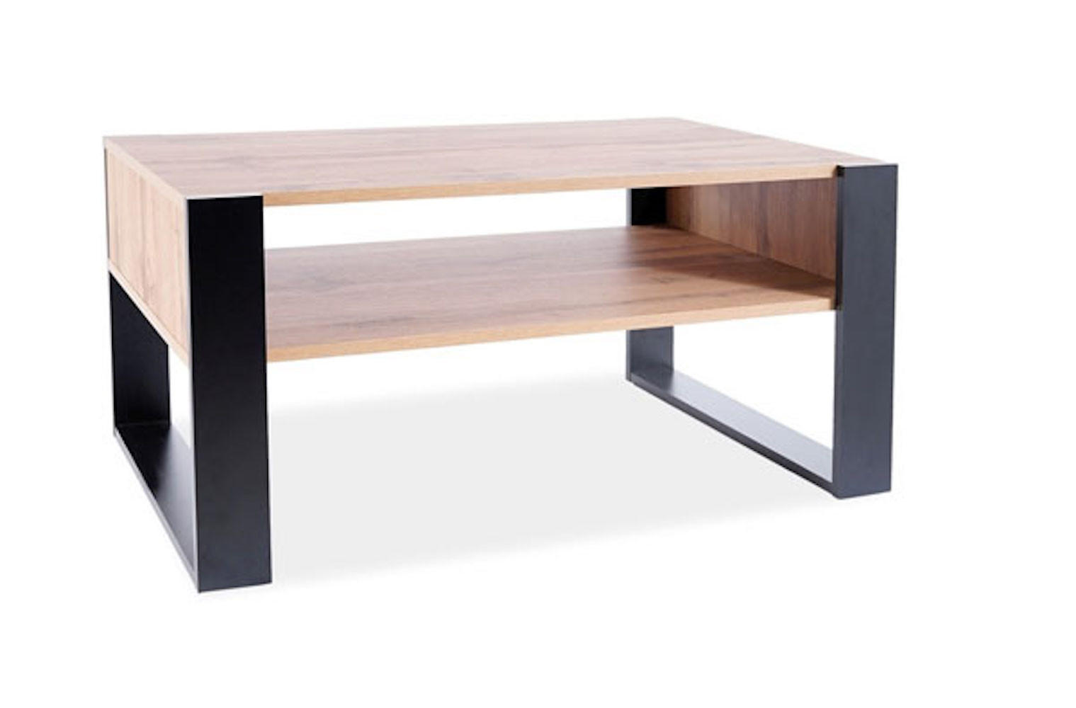 COUCHTISCH Gema Wotan Eiche / schwarz 100 / 64 / 50cm - Schwarz/Grau, Glas/Holz (64/100/50cm) - Feldmann-Wohnen