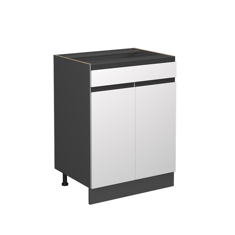 KÜCHENUNTERSCHRANK R-Line Weiß 60 cm J-Shape, mit Schublade, ohne AP - Anthrazit/Weiß, Holzwerkstoff (60/81.6/46cm) - Vicco