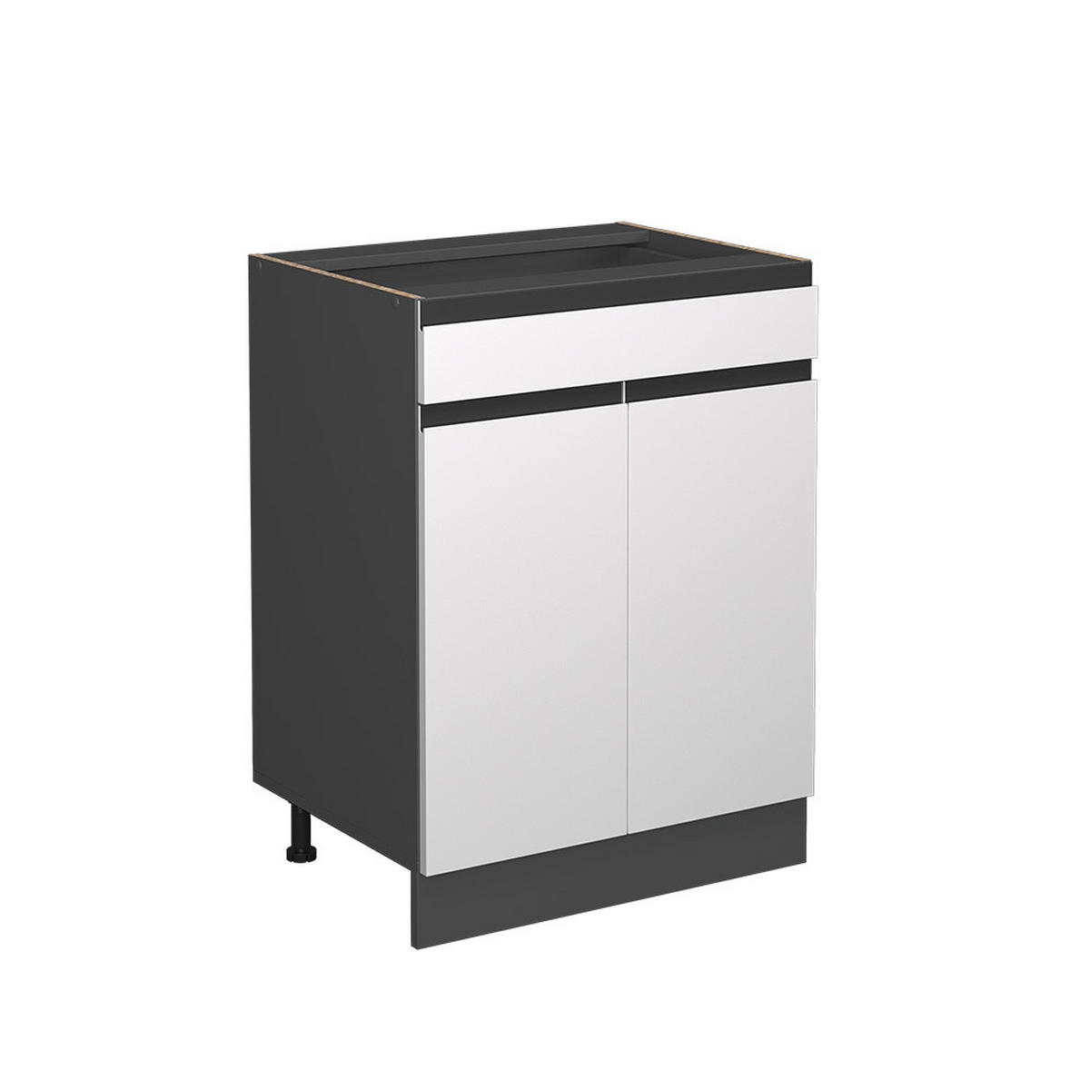 KÜCHENUNTERSCHRANK R-Line Weiß 60 cm J-Shape, mit Schublade, ohne AP - Anthrazit/Weiß, Holzwerkstoff (60/81.6/46cm) - Vicco