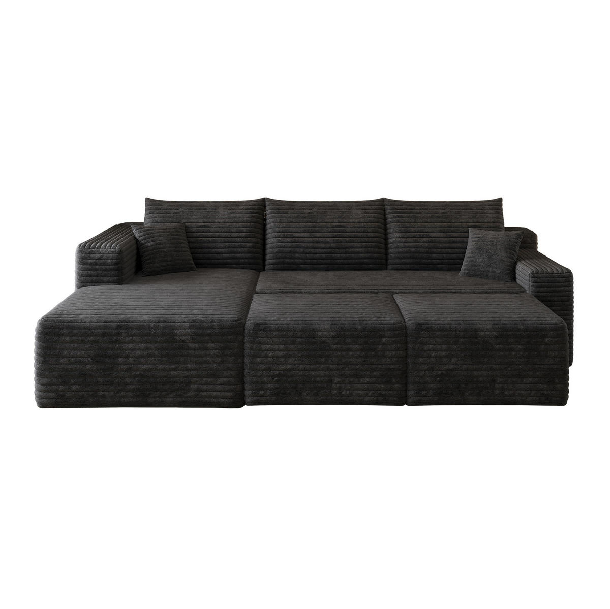ECKSOFA 241 cm aus Stoff mit Cordbezug und ohne Montage Schwarz - Schwarz, Textil (151/241cm) - Modenvie