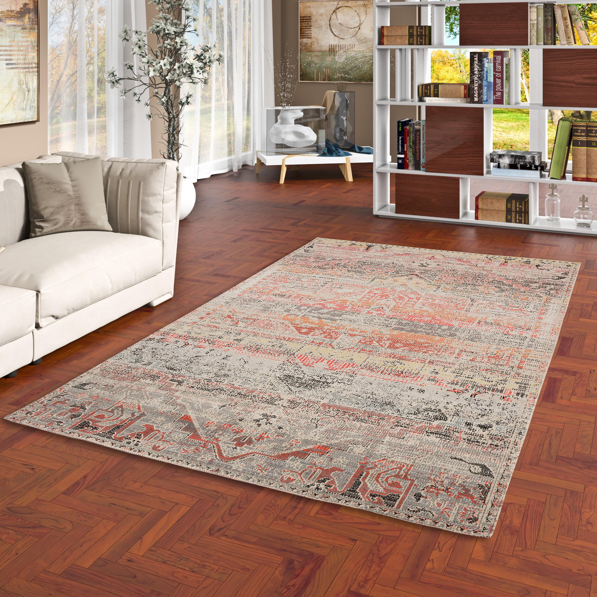 KURZFLOR DESIGNER TEPPICH MODERN VINTAGE ORIENT MUSTER - Orange, Textil (140/200cm) - Pergamon