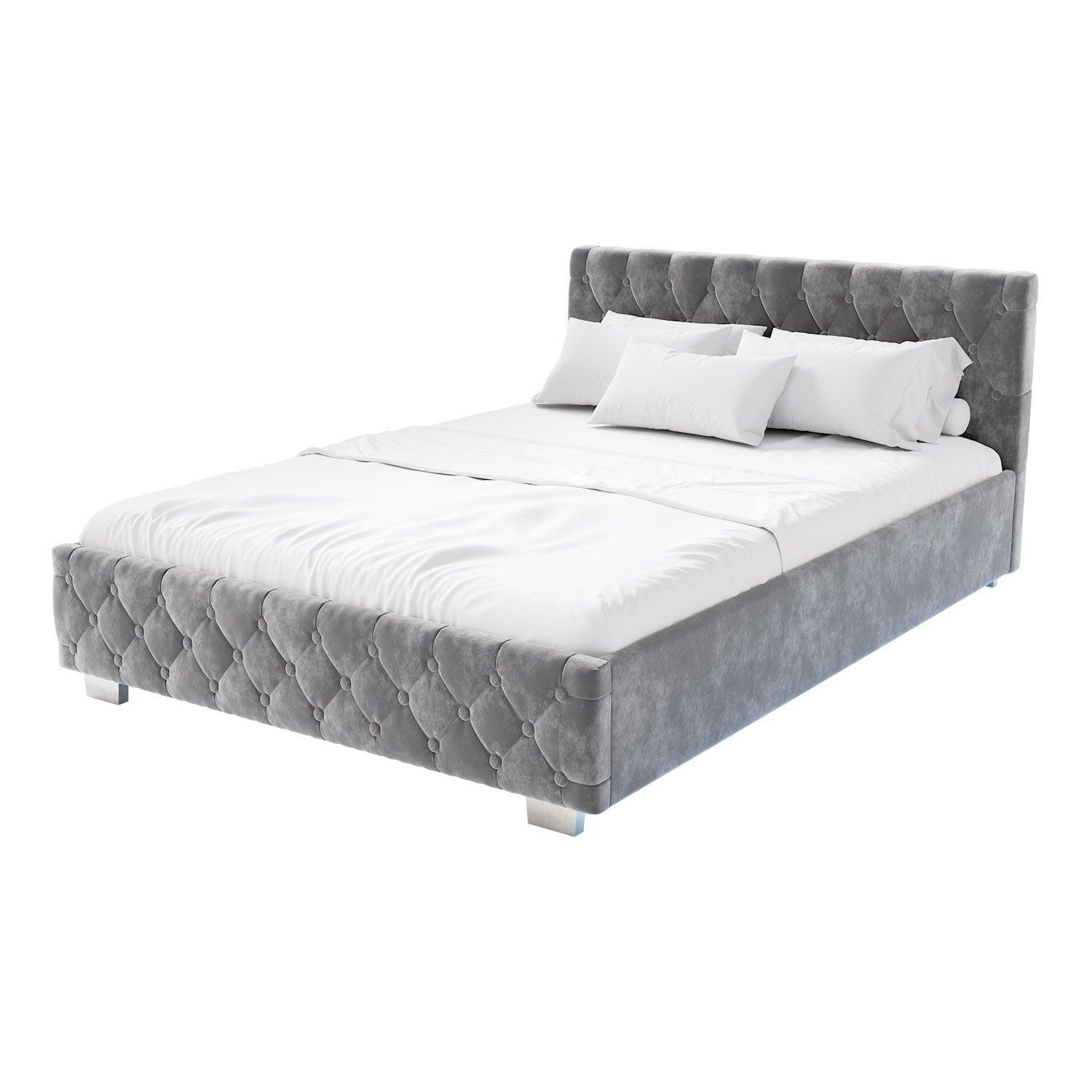 POLSTERBETT Nizza Dunkelgrau 140x200 cm mit Matratze - Dunkelgrau, Holz (140/200cm) - Juskys