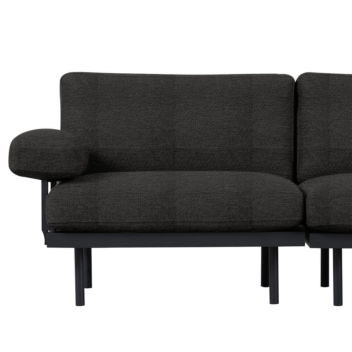 OUTDOOR-ECKSOFA - Schwarz, Textil/Metall (273/80/186cm) - home24