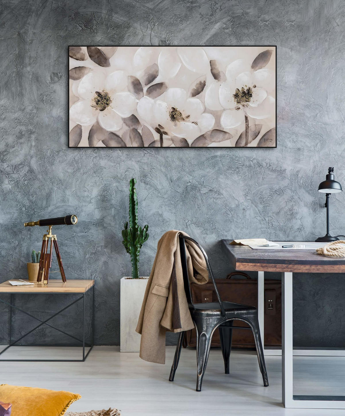 OLEJOMAĽBA 120/60 cm, More a pláž - hnedá/béžová, drevo/textil (120/60cm) - KUNSTLOFT