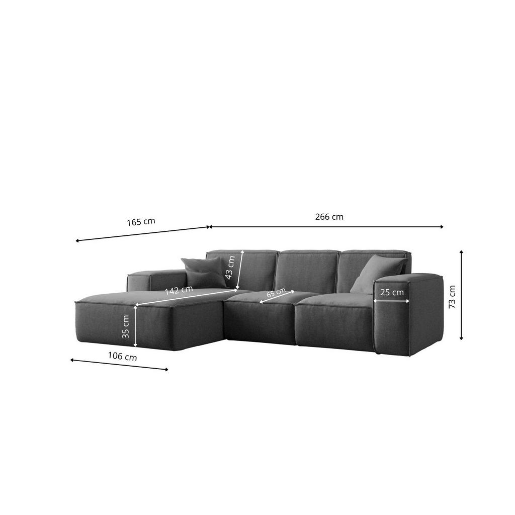 Thumbnail - Kaiser Möbel Ecksofa, Graphit, Holz, 4-Sitzer, 266x165 cm, Wohnzimmer, Sofas & Couches, Wohnlandschaften, Ecksofas