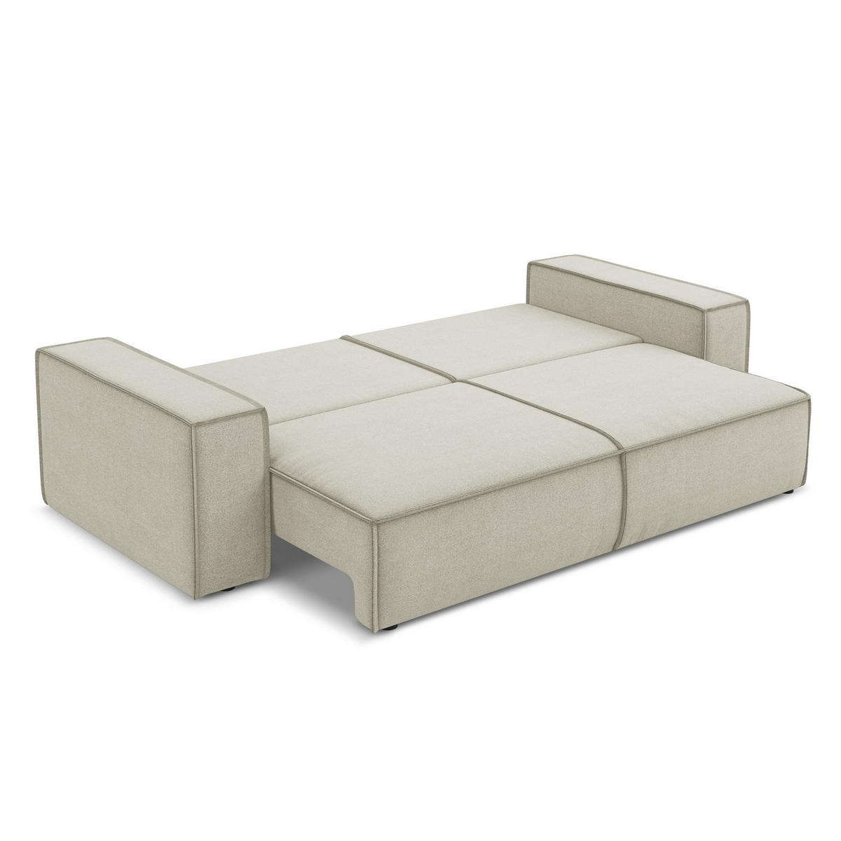 3-SITZER SOFA mit Schlaffunktion Strukturstoff Stoff Beige - Beige/Creme, Kunststoff/Textil (255/85/105cm) - LaMiaSofa