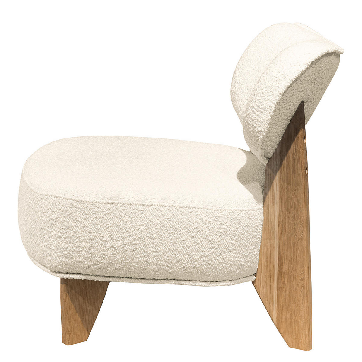 SESSEL - Bouclé - Eichefarben/Creme, Eichenholz/Holz (70/72/79cm) - home24