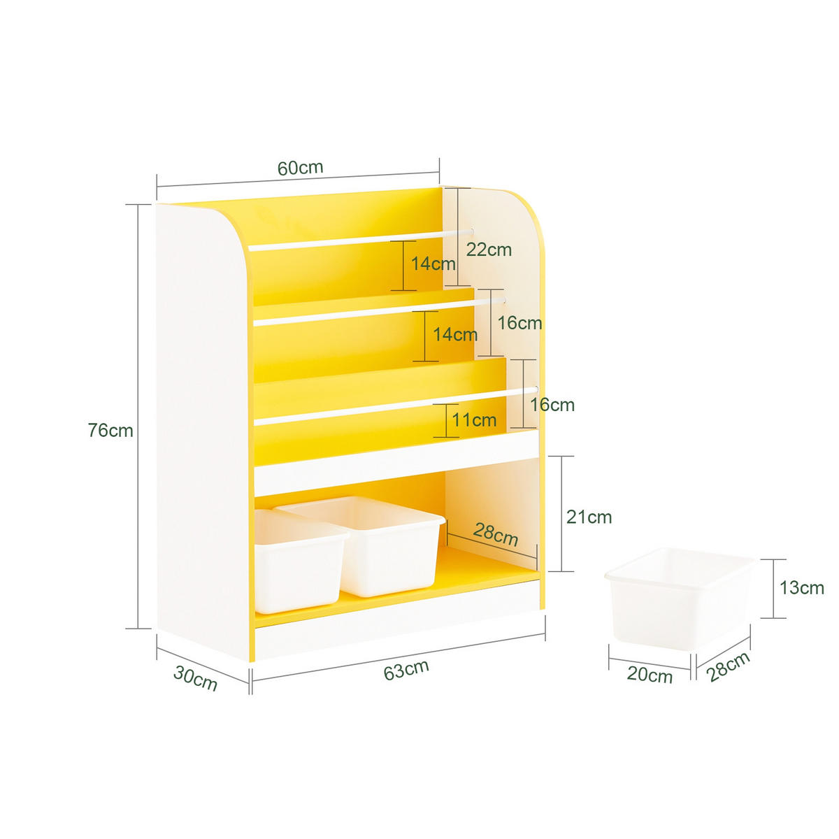 KINDERREGAL Weiß-Gold - Goldfarben/Weiß, Holzwerkstoff (63/76/30cm) - SoBuy