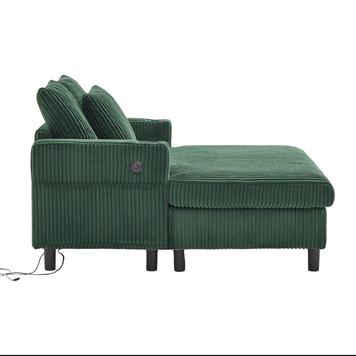 RELAXLIEGE XXL Polsterliege,Relaxsessel,3 Zierkissen,Cord,Grün - Grün, Textil (128/85/142cm) - LVHOM