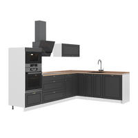 ECKKÜCHE Fame-Line, Anthrazit-Gold Landhaus/Weiß, 287 x 207 cm, AP Eiche - Anthrazit/Weiß, Holzwerkstoff (287/153.6/60cm) - Vicco