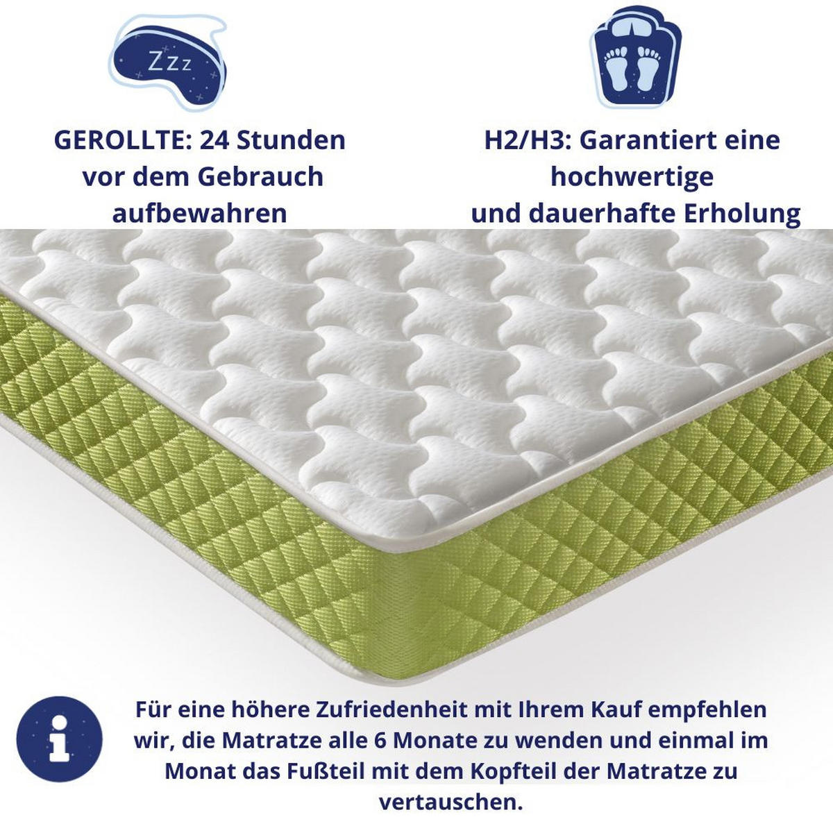 KALTSCHAUMMATRATZE Evergreen H3/H4 90x190 - Weiß, Textil (90/190cm) - Dagostino Home