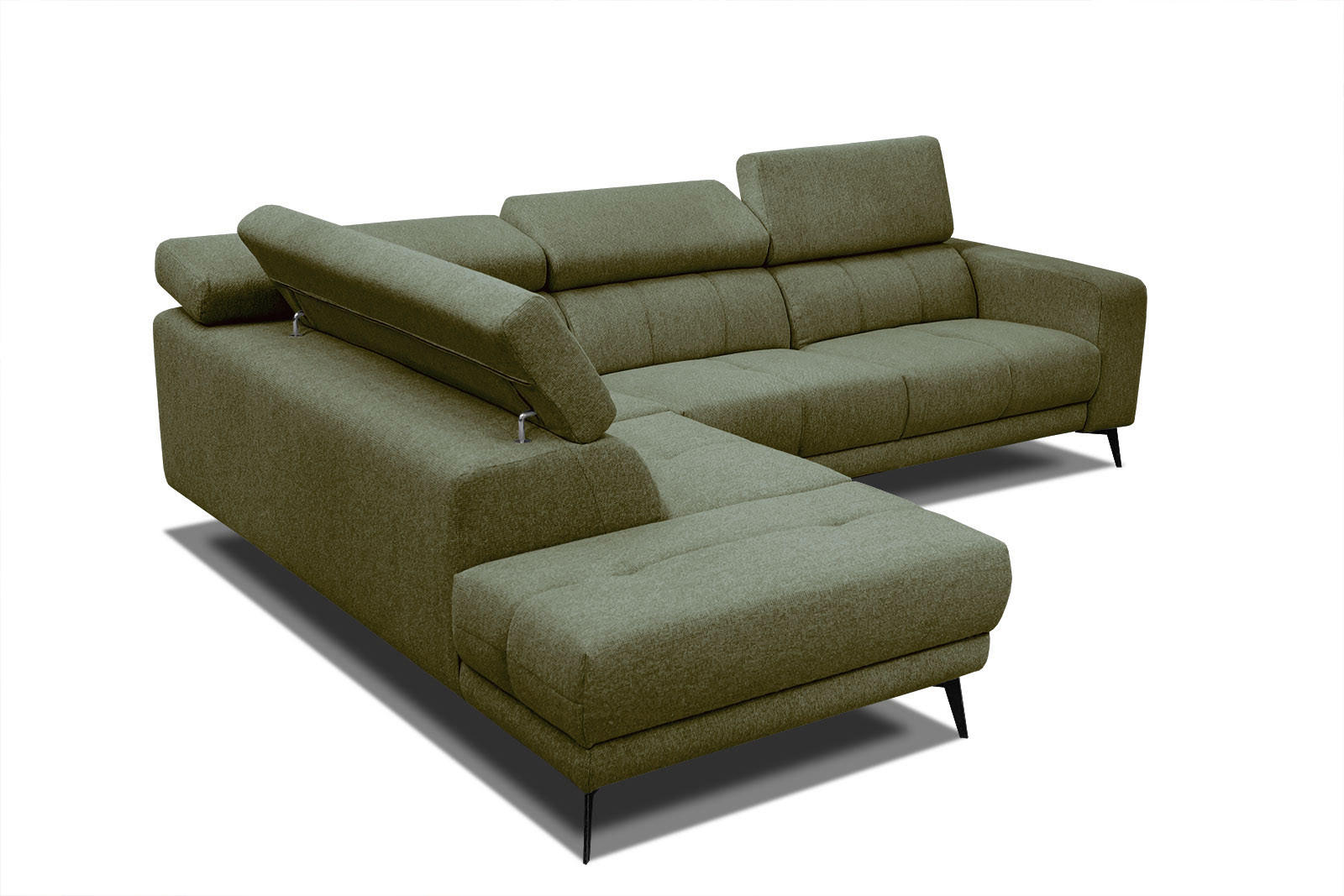 ECKSOFA MORELLO 5-Sitzer, olivgrün - Schwarz/Olivgrün, Holzwerkstoff/Textil (158/269cm) - Courtois Laville