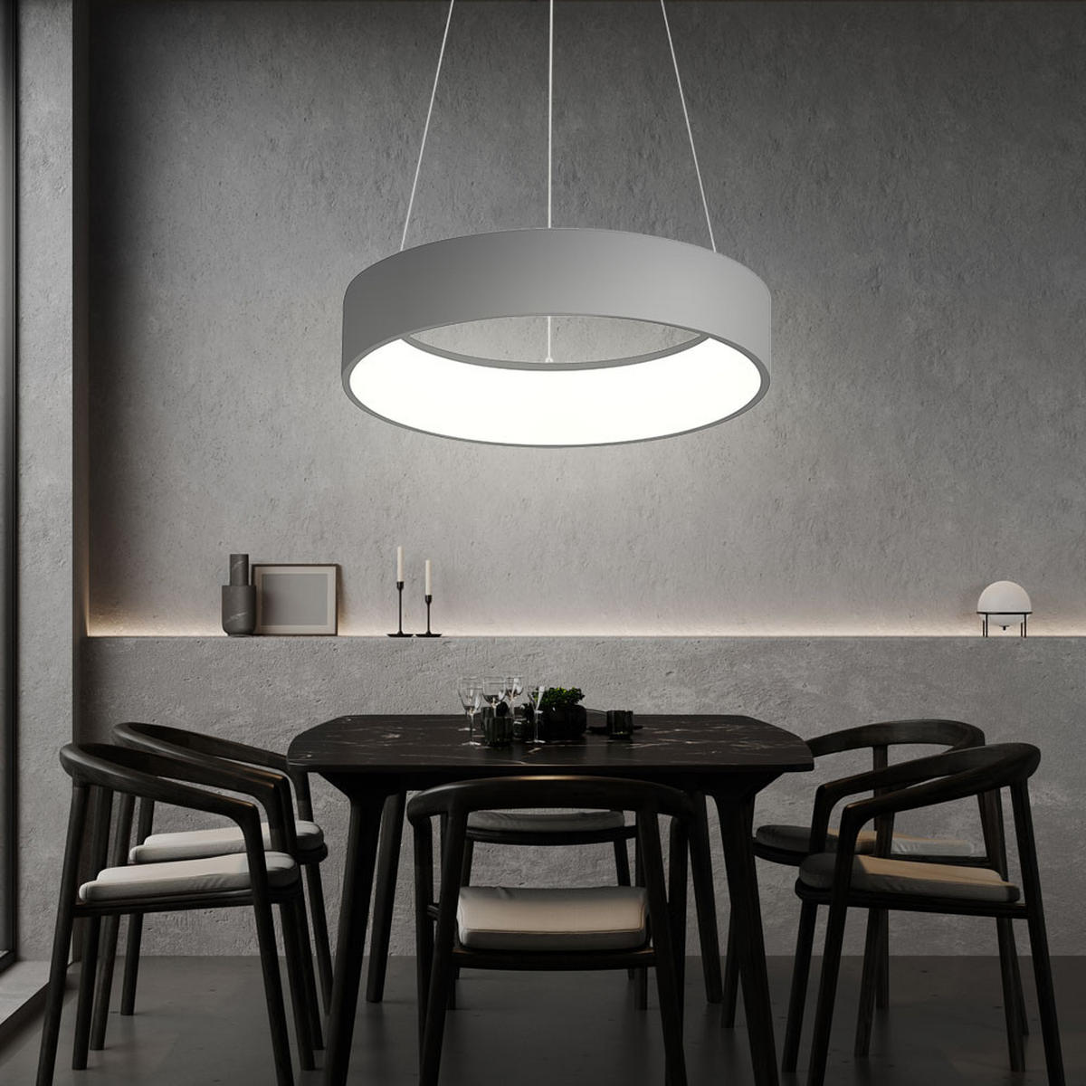 LED HÄNGELEUCHTE Grau Rund Metall - Grau, Metall (45/45/150cm) - Wofi