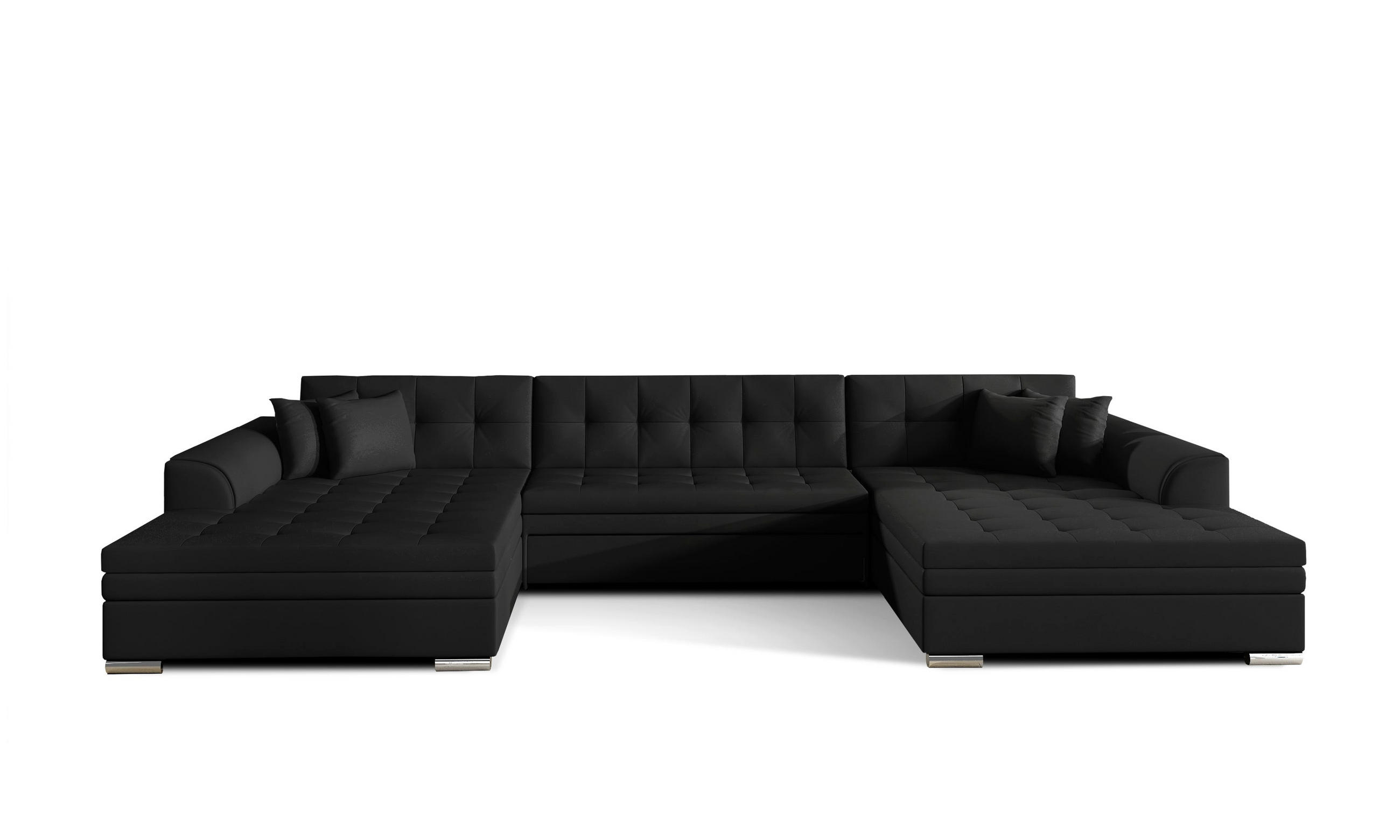 WOHNLANDSCHAFT VENTO U-Form – Großzügiges Ecksofa mit Schlaffunktion & Kissen 359 cm - Schwarz, Kunststoff (359/78/165cm) - Wohnideebilder