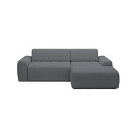 ECKSOFA Savio Freistehend, mit Abriebfestem Kansas-Stoff, Maße 265x172x81 cm, Ausziehbare Sitzfläche 206x92 cm, Rechte, – Grau - Grau, Holz/Textil (265/172cm) - DomoHome