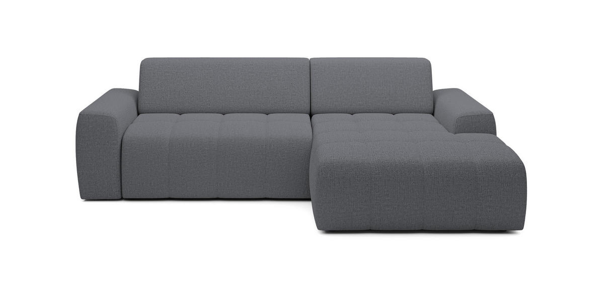 ECKSOFA Savio Freistehend, mit Abriebfestem Kansas-Stoff, Maße 265x172x81 cm, Ausziehbare Sitzfläche 206x92 cm, Rechte, – Grau - Grau, Holz/Textil (265/172cm) - DomoHome