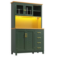 BUFFET DE-38433 105/40/180 cm mit LED-Beleuchtung und 4 Türen Grün - Grün, Holzwerkstoff (105.5/180/40cm) - ComfortXL