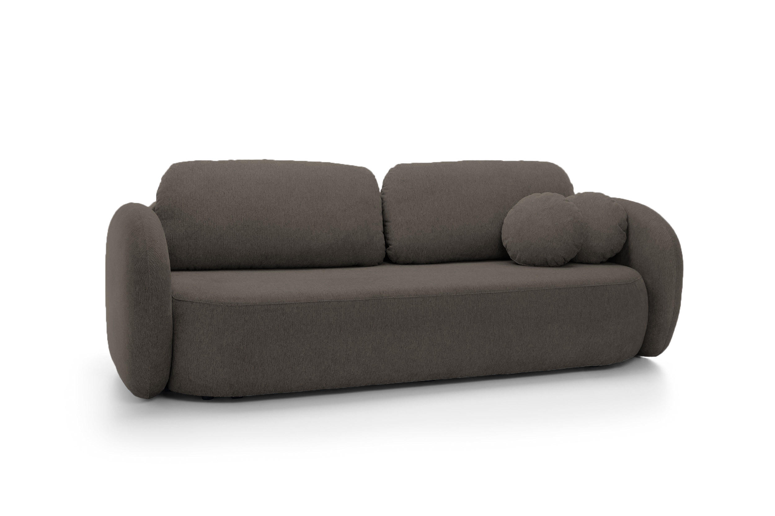 SOFA OLIO - Aragon, Mit Schlaffunktion Und Bettkasten, Bonell-Taschenfederung, lose Rückenkissen, freistehend, 238x101x86 cm Dark grey - Dunkelgrau, Holz/Textil (238/86/101cm) - DomoHome