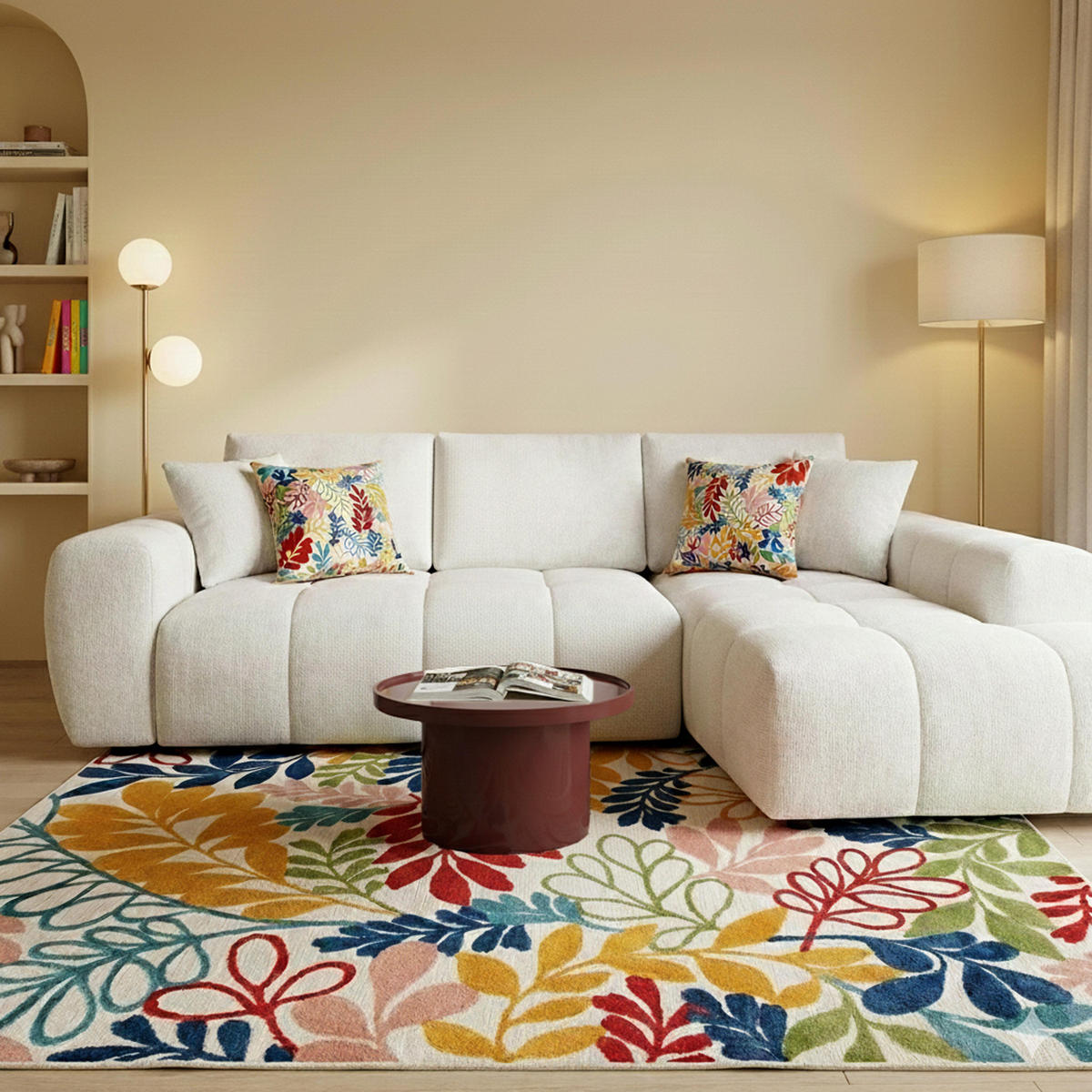 COUCHTISCH, Bordeauxrot - Lila, Holzwerkstoff (50/50/30cm) - Oviala