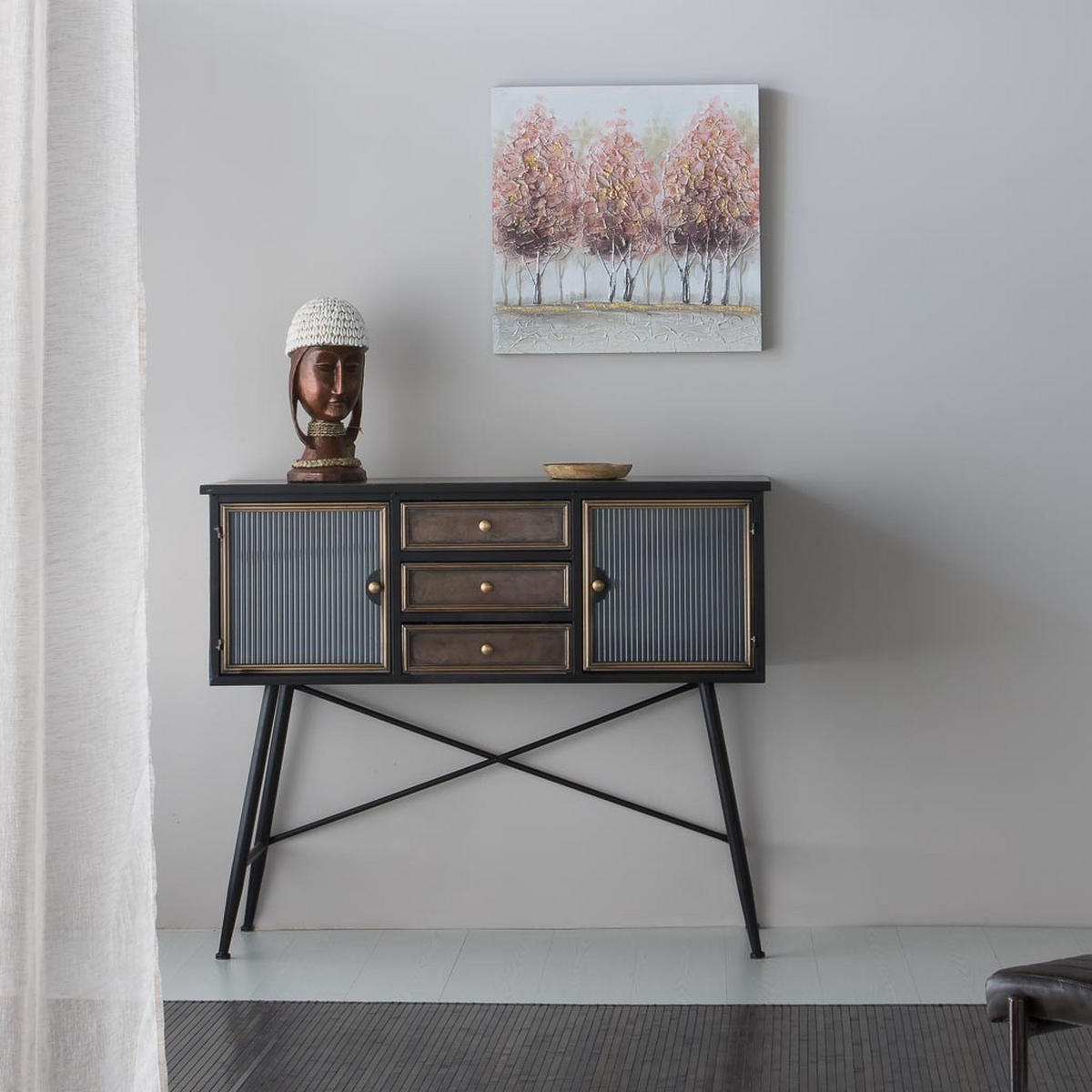 ANRICHTE 122x42x100 cm - Braun, Metall (122/100/42cm) - Wanderlust
