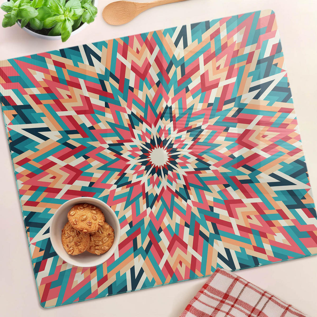 GLASPLATTE 60x52 cm Kaleidoskop - Multicolor, Glas (60/0.4/52cm) - TULUP