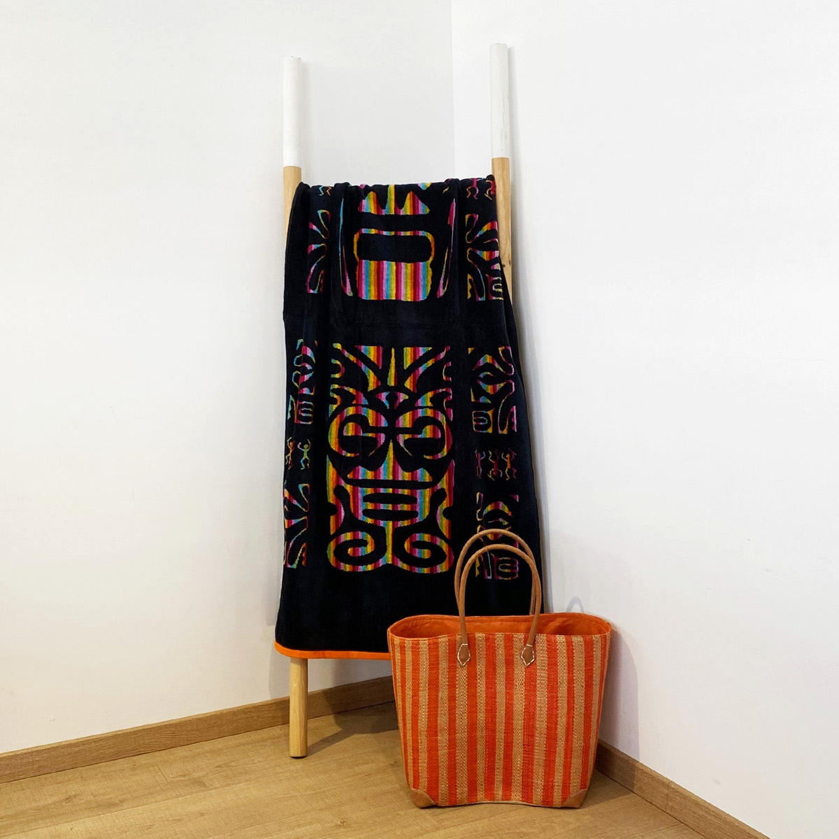 STRANDTUCH velours Jacquard "Maski" 75x150cm 400 g/m² schwarz - Schwarz, Textil (75/160cm) - LE COMPTOIR DE LA PLAGE