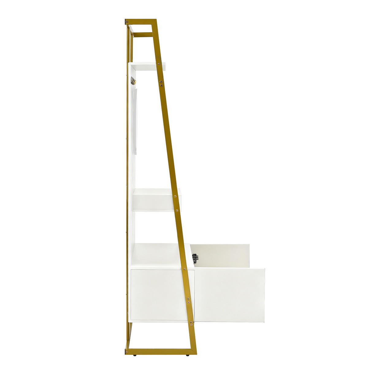 GARDEROBE-SET in Weiß und Gold Flurgarderobe mit Spiegel und Schuhbank für Eingangsbereich und Flur, B78/T38.5/H180.5 cm - Goldfarben/Weiß, Glas/Holzwerkstoff (78/180.5/38.5cm) - STILVORA