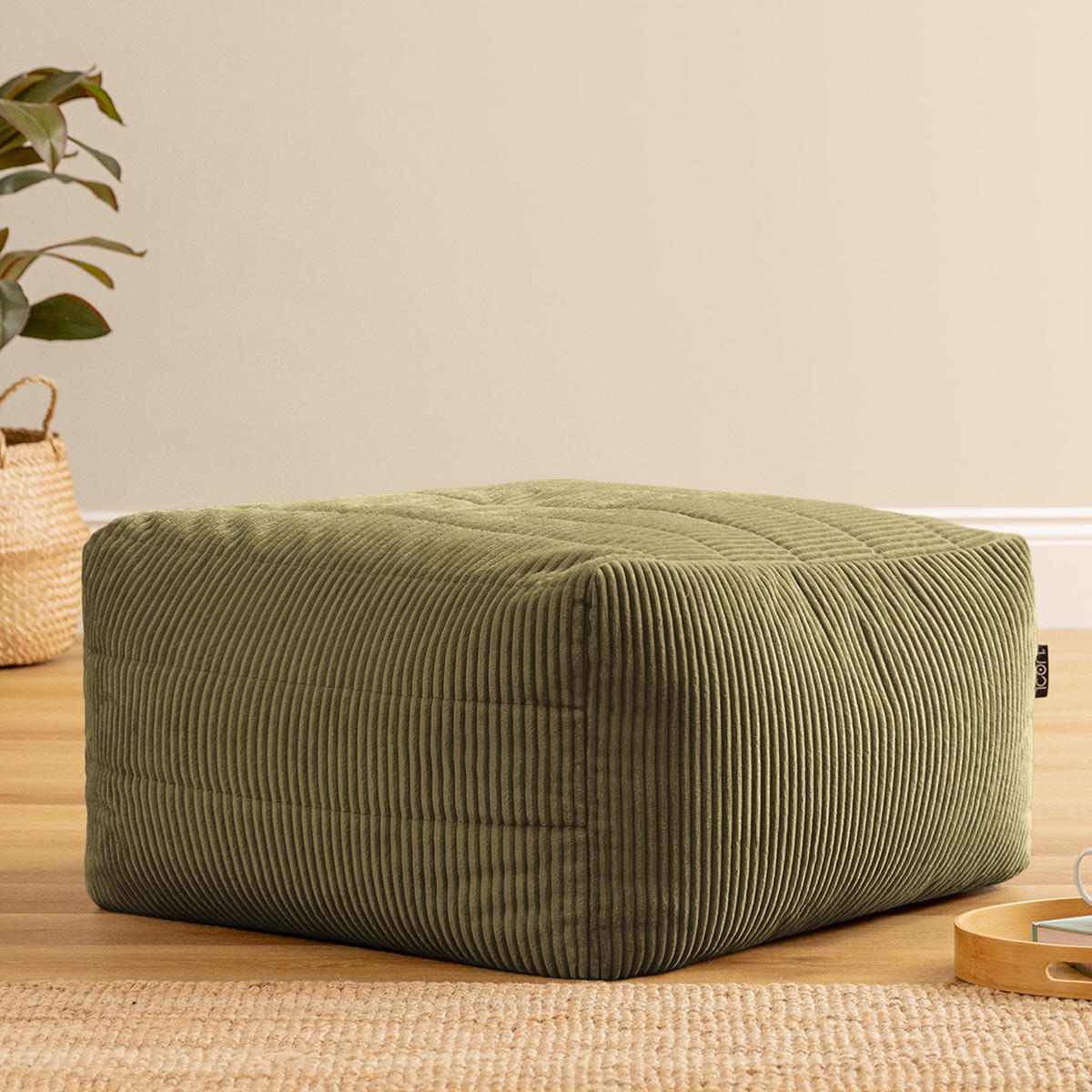 SITZSACK-HOCKER Noa modular Cord - Salbeigrün, Textil (75/70/78cm) - icon