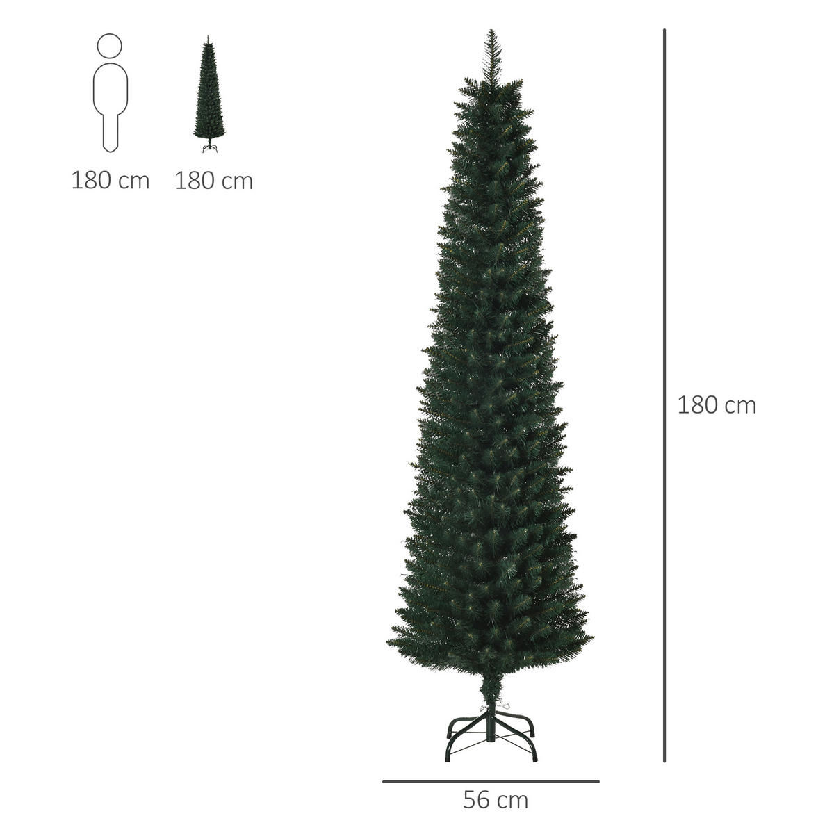 WEIHNACHTSBAUM 180 cm, stabile Basis, Grün - Grün, Kunststoff (180cm) - HOMCOM