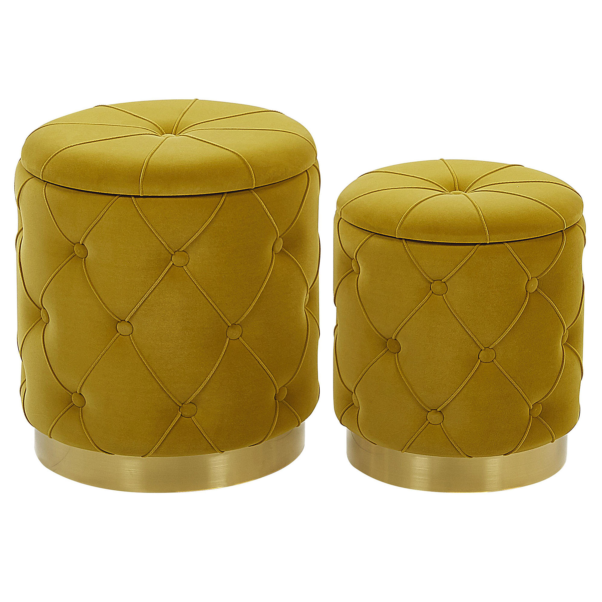 POUF Pueblo 40-33/40-33/44-36 cm - Gelb, Textil (33/36/33cm) - Beliani