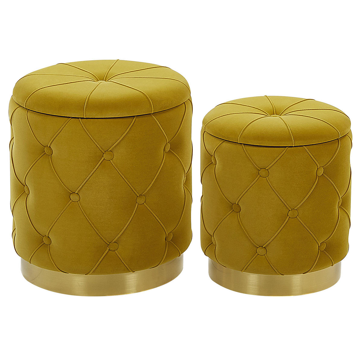 POUF Pueblo 40-33/40-33/44-36 cm - Gelb, Textil (33/36/33cm) - Beliani