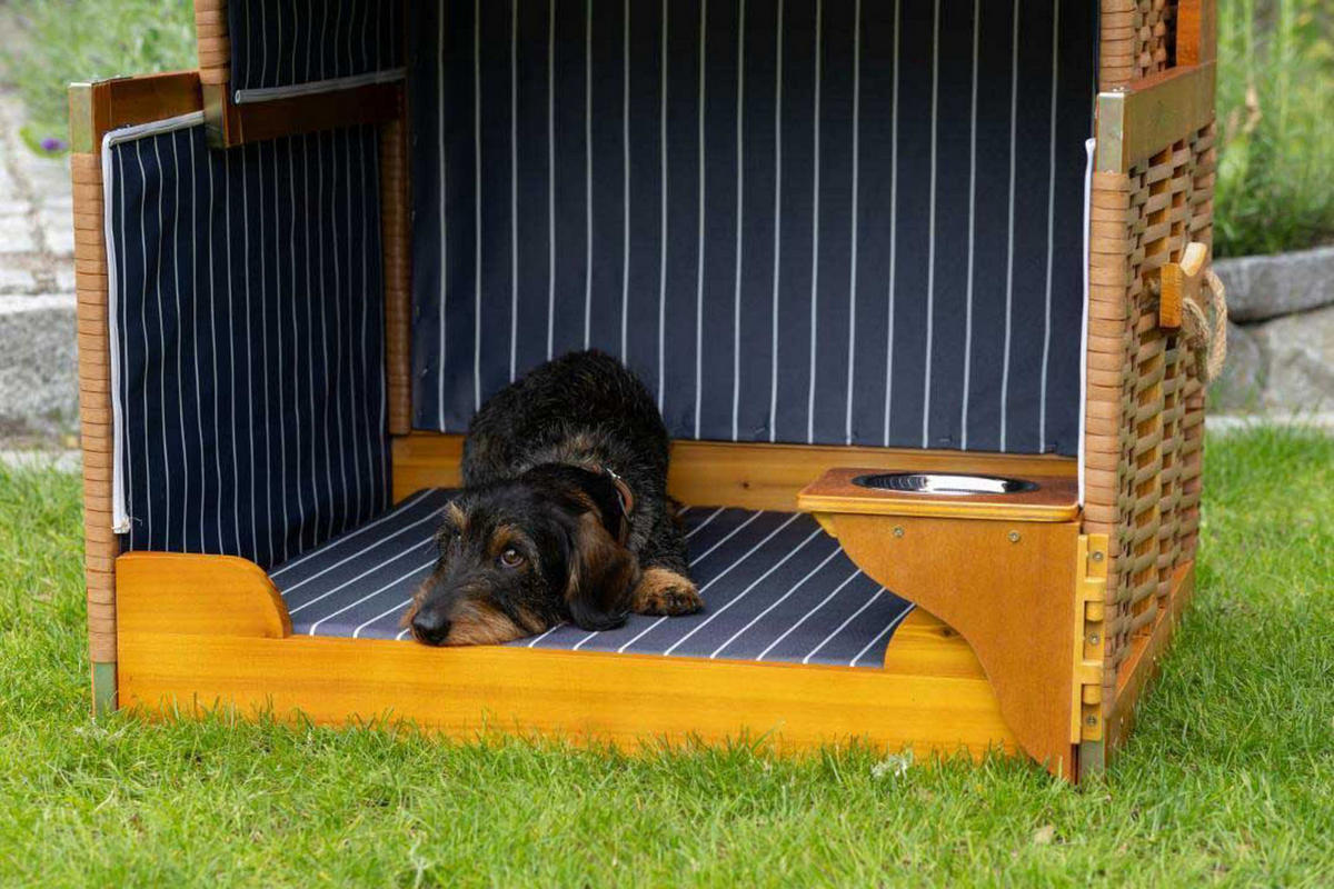 HUNDESTRANDKORB Wacholder Blau - Blau/Braun, Metall (80/95/65cm) - Mr. Deko