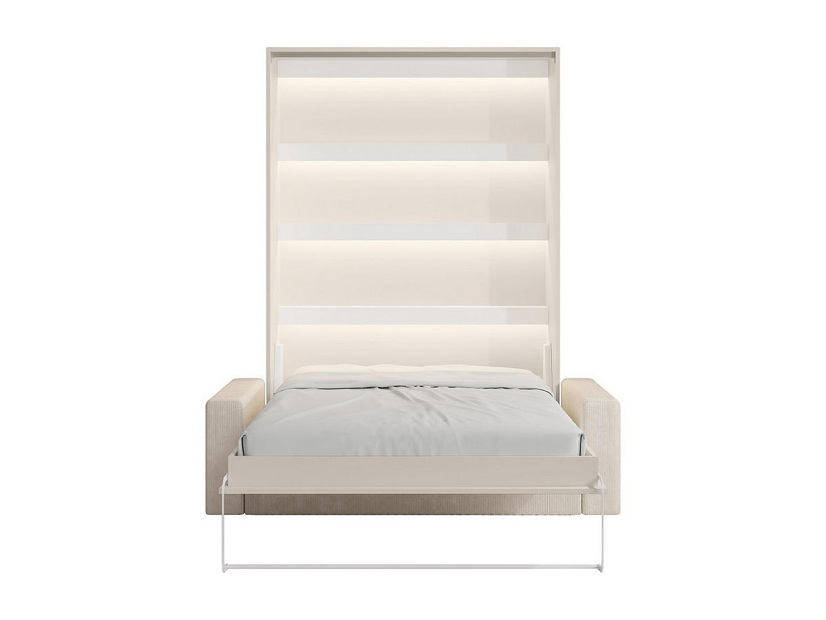 SCHRANKBETT - 2 Personen - holz - beige Rapili - Weiß, Holz/Metall (140/200cm) - Vente-Unique