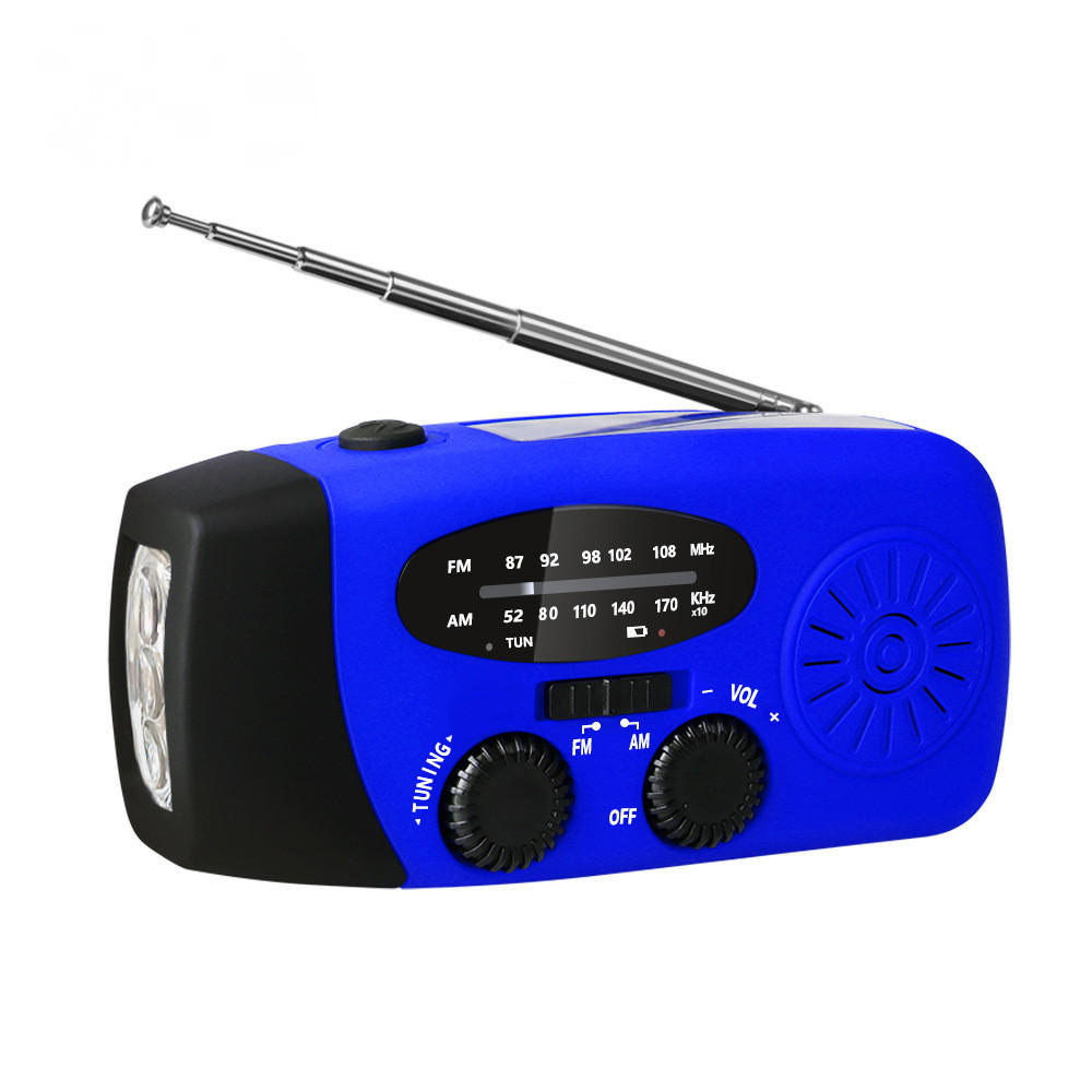 RADIO – NOAA AM/FM – Handkurbel-Generator / LED-Taschenlampe / 2000-mAh-Powerbank – Blau - Blau, Kunststoff (12.8/4/6.5cm)