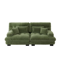 SOFA modular Chenille Green mit 2 Lendenkissen und 2 Dekokissen - Grün, Kunststoff (77/81/220cm) - Meubliv