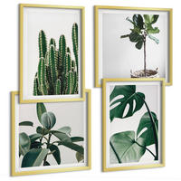 BILDER SET 4er Set - 50x50 cm & 40x60 cm Goldrahmen - Ästhetik tropischer Pflanzen - Goldfarben, Kunststoff (50/50cm) - TULUP