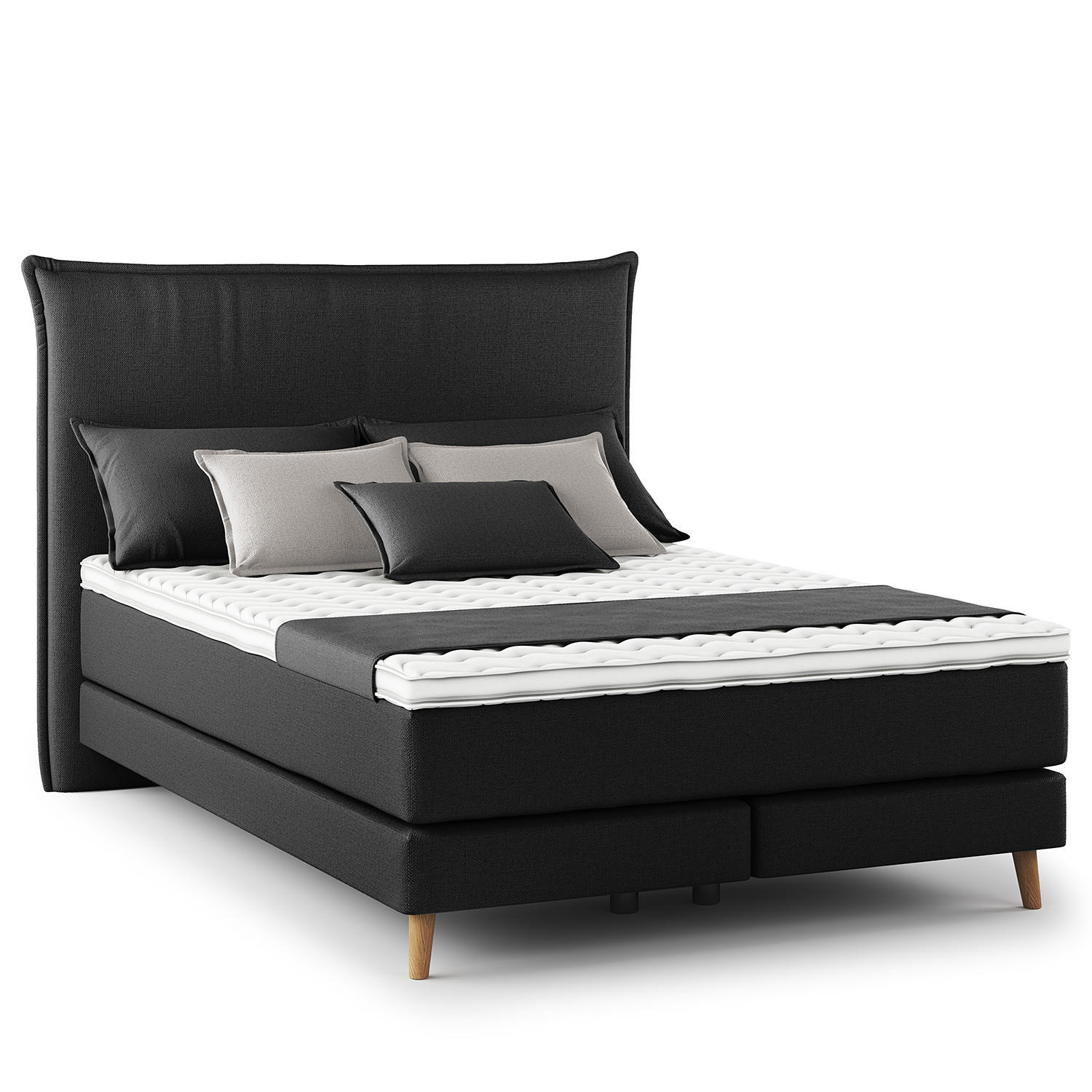BOXSPRINGBETT - Klassisch - Schwarz, Holz (140/200cm) - home24