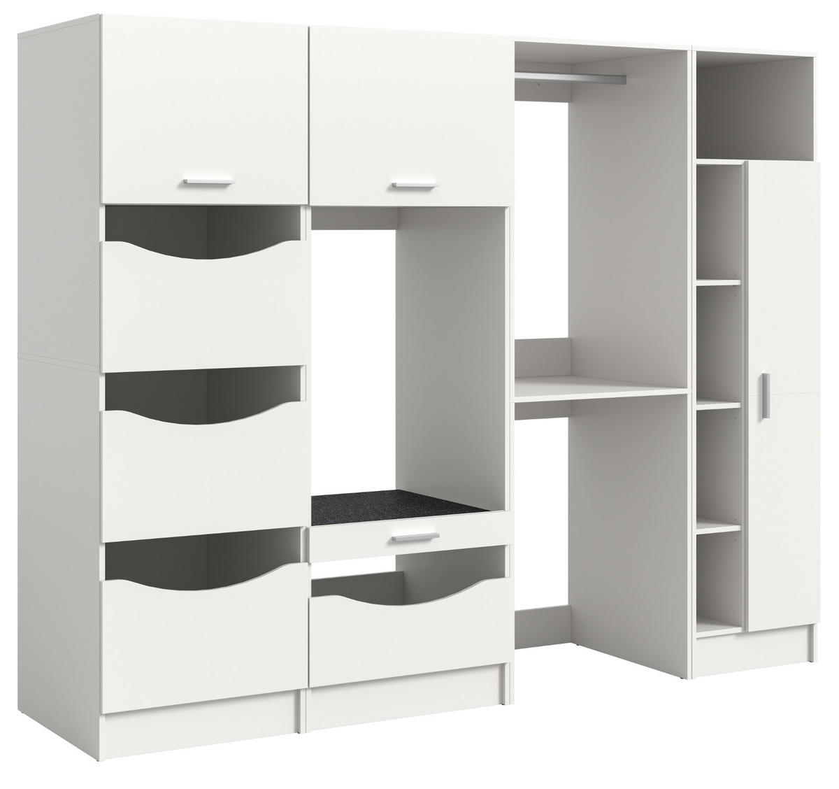 WASCHMASCHINENSCHRANK weiß Set 4-teilig 242 cm, Waschmaschinenumbau XXXL mit viel Stauraum - Silberfarben/Weiß, Glas/Holzwerkstoff (242/196/68cm) - Inn.Furn
