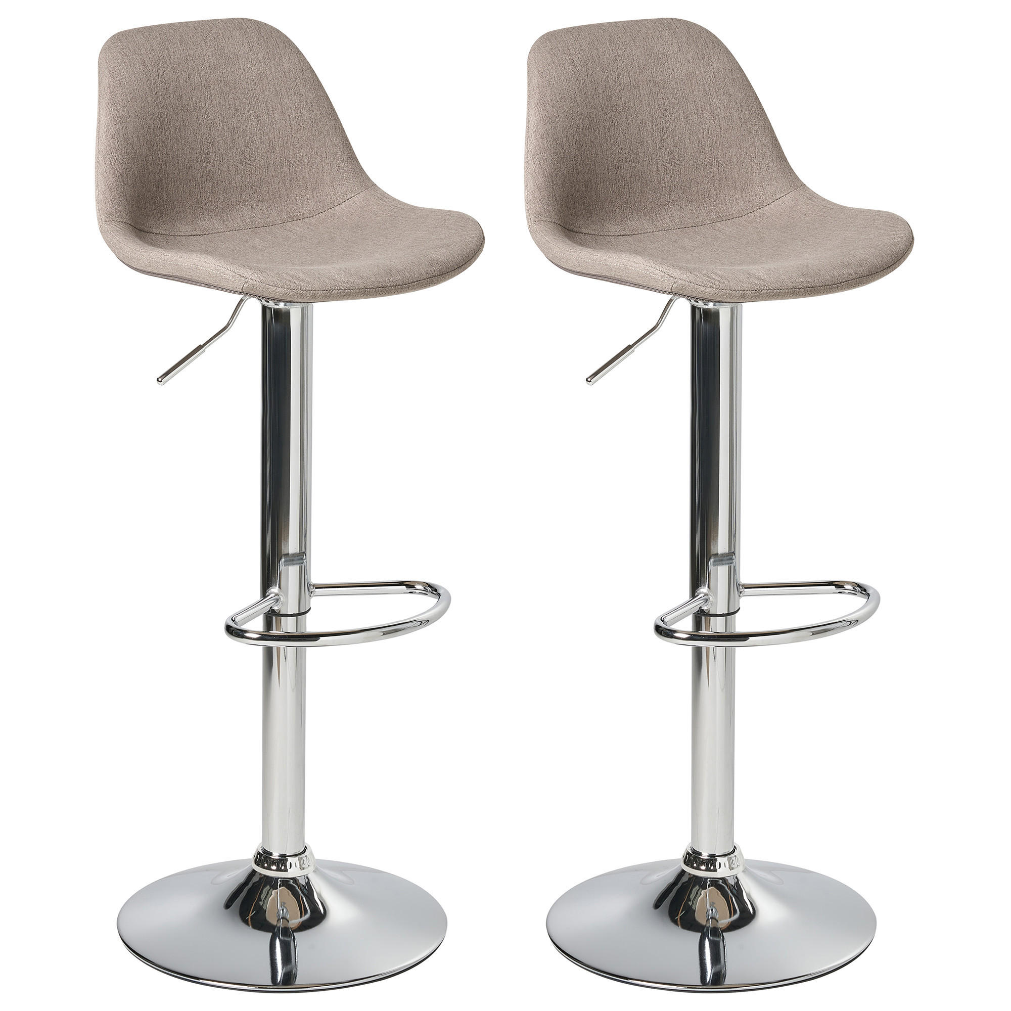 BARHOCKER 2er-Set Stoff drehbar Taupe Kahla - Taupe, Textil (39/80/42cm) - Beliani