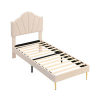 POLSTERBETT 90/200 cm in Beige Samt mit Goldenen Eisenbeinen - Beige, Holz/Textil (90/200cm) - KOMHTOM