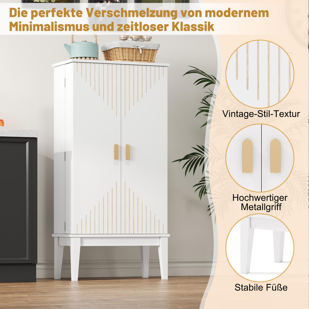 BUFFET 120/30/59 cm Weiß aus MDF mit 2 Türen - Weiß, Holzwerkstoff (59/120/30cm) - OKWISH