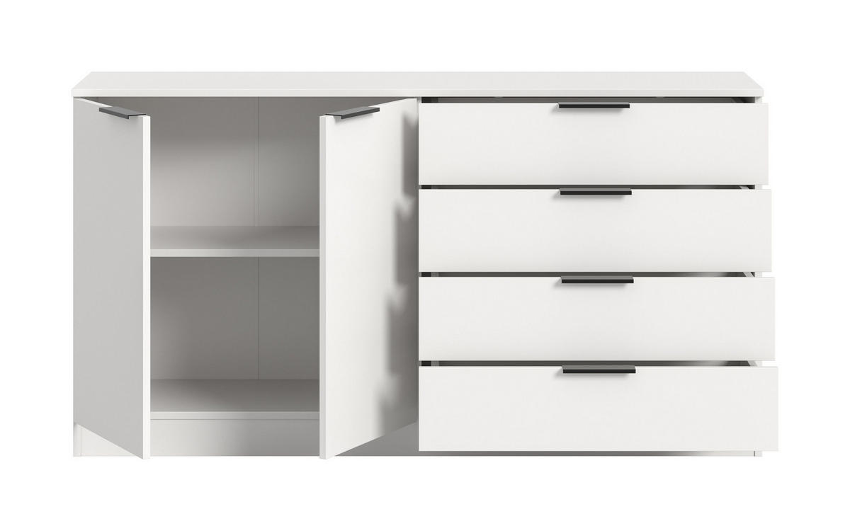 KOMMODE KOPENHAGEN (B/H/T: ca. 148/80/35 cm) in weiß/weiß - Weiß, Holzwerkstoff (148/80/35cm)