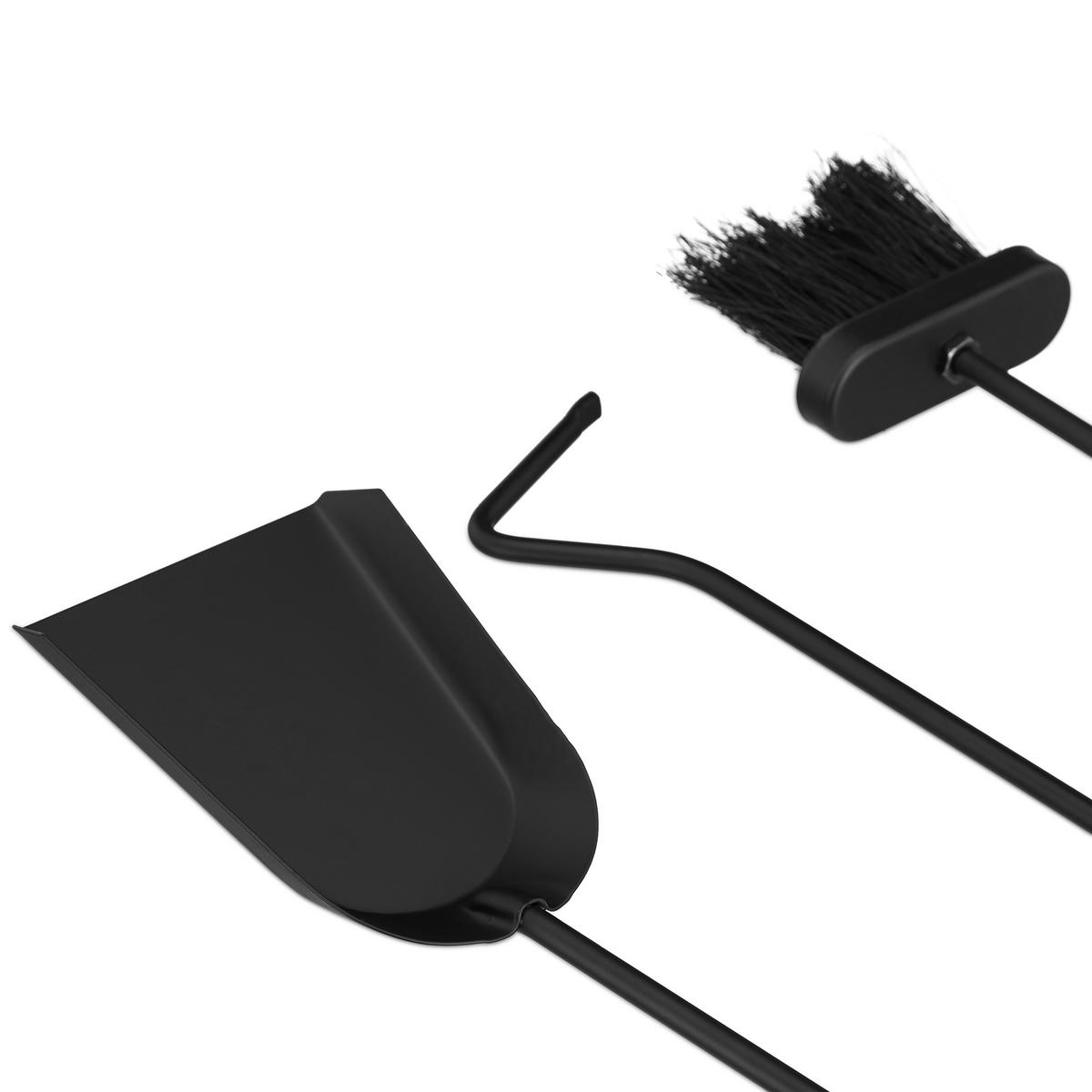 KAMINBESTECK - Schwarz, Metall (15/57/15cm) - Relaxdays