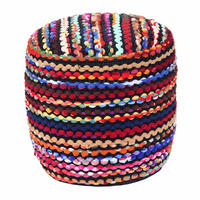 SITZPOUF Folk, rund mit bunten Streifen, 40/40/45 cm - Multicolor, Textil (45/40/45cm) - Homescapes